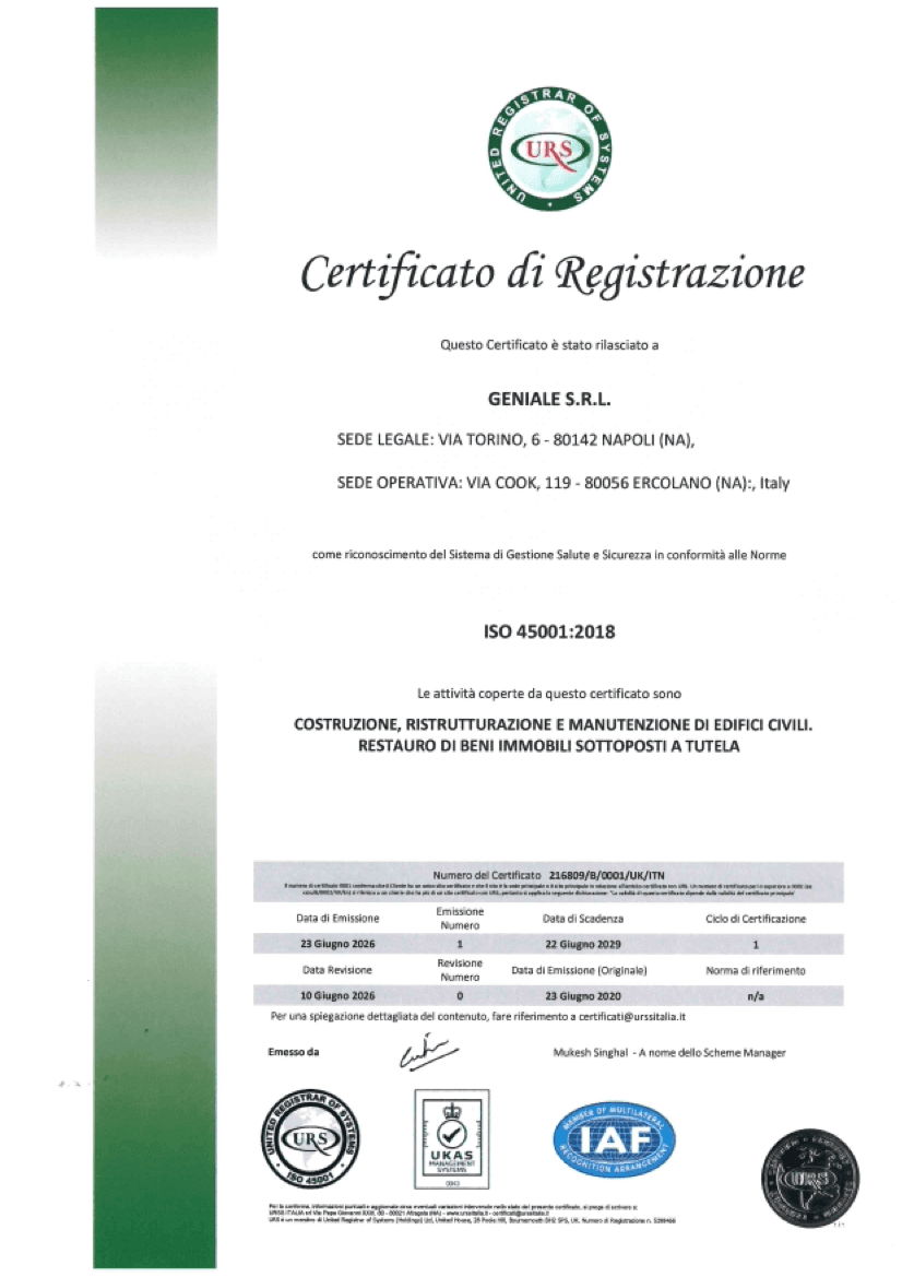 Certificato ISO 45001:2018