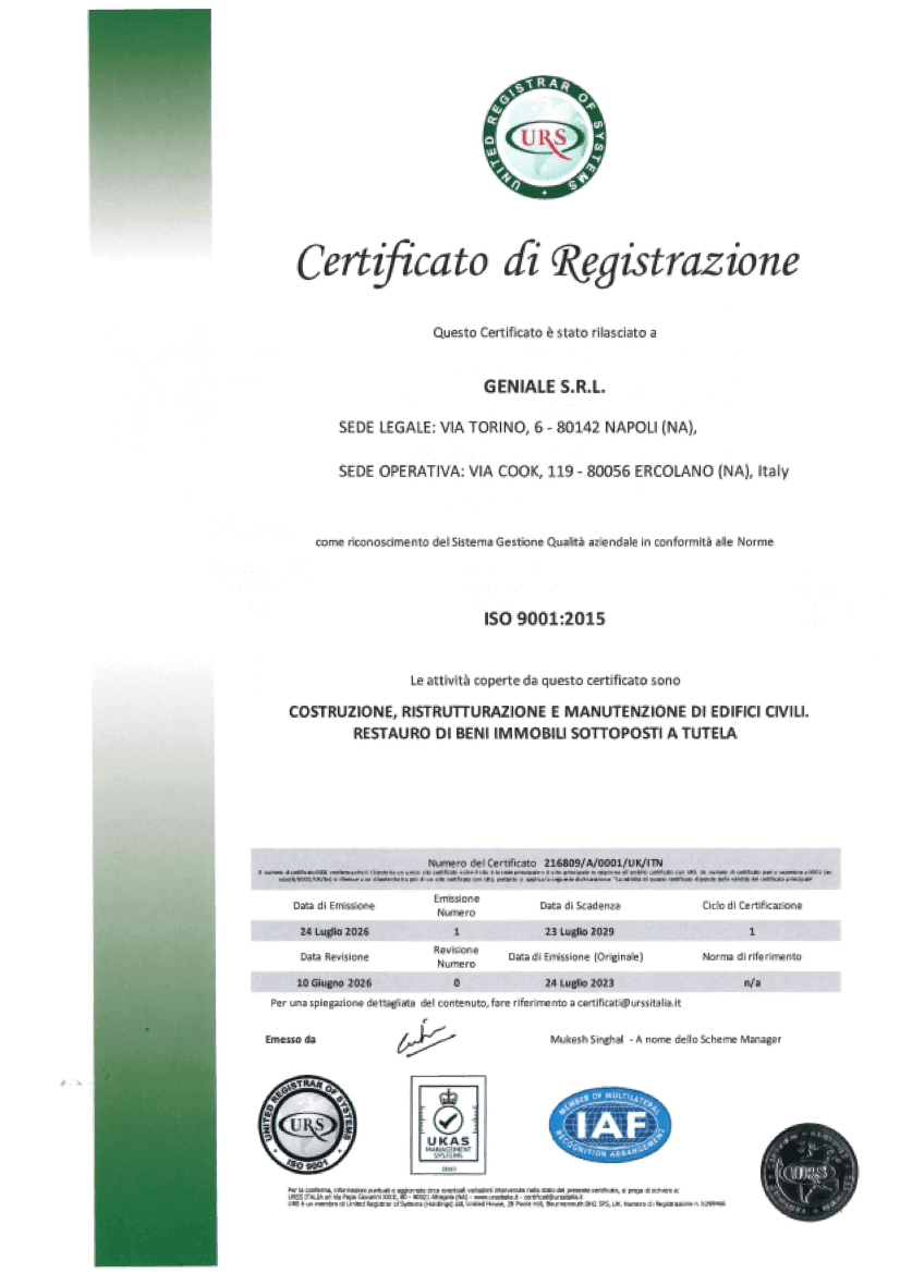 Certificato ISO 9001:2015