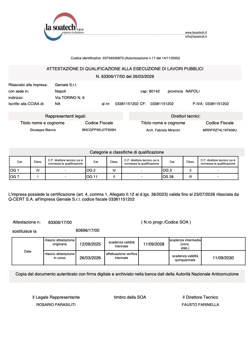 Certificato Attestazione SOA