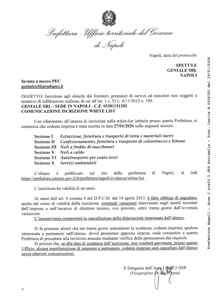 Certificato White List Antimafia